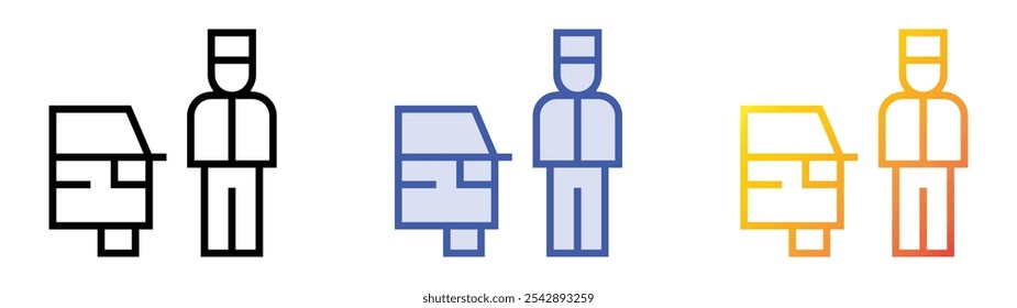 ícone de manobrista estacionamento. Design de estilo linear, preenchimento azul e gradiente isolado em plano de fundo branco