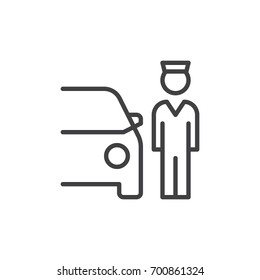 Valet Parking line icon, outline vector sign, linear style pictogram isolated on white. Symbol, logo illustration. Editable stroke. Pixel perfect vector graphics