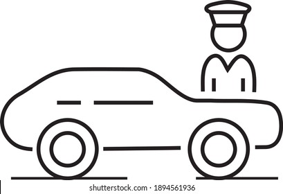 Valet Parking Line Vector Icon.