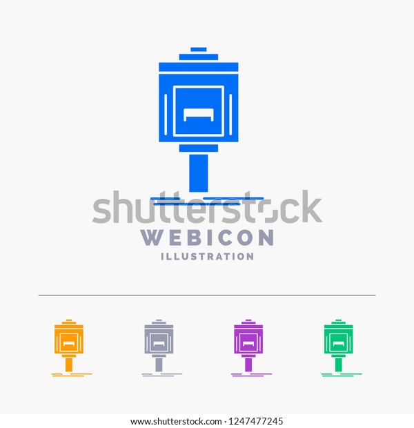 valet, parking,\
service, hotel, valley 5 Color Glyph Web Icon Template isolated on\
white. Vector\
illustration