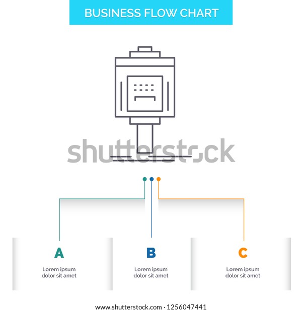 valet, parking, service, hotel, valley Business Flow\
Chart Design with 3 Steps. Line Icon For Presentation Background\
Template Place for text