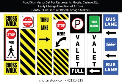 Valet and Parking Signs Vector Set