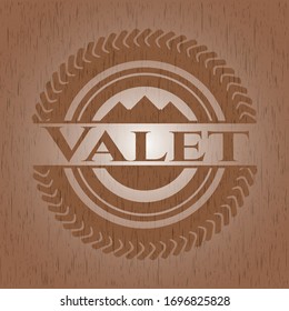 Valet realistic wood emblem. Vector Illustration.