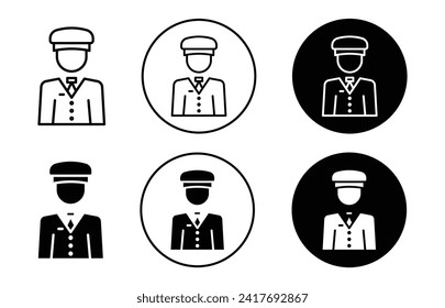 Colección de conjunto de iconos de vectores de valet. Icono plano de contorno de Valet.