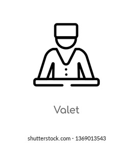 Valet Vector Line Icon. Simple Element Illustration. Valet Outline Icon From Hotel And Restaurant Concept. Can Be Used For Web And Mobile