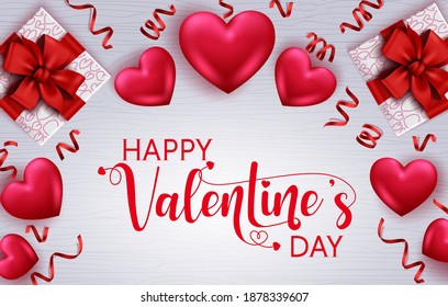 Valetines vector background template. Happy valentine's day text with empty space for messages with heart and gift valentine element for greeting card design. Vector illustration