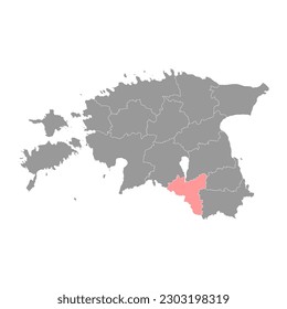 Valga county map, the state administrative subdivision of Estonia. Vector illustration.
