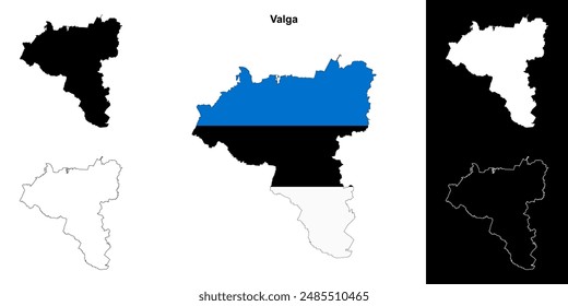 Valga county outline map set