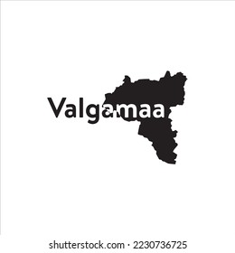 Mapa de valgamaa y diseño de letras negras sobre fondo blanco