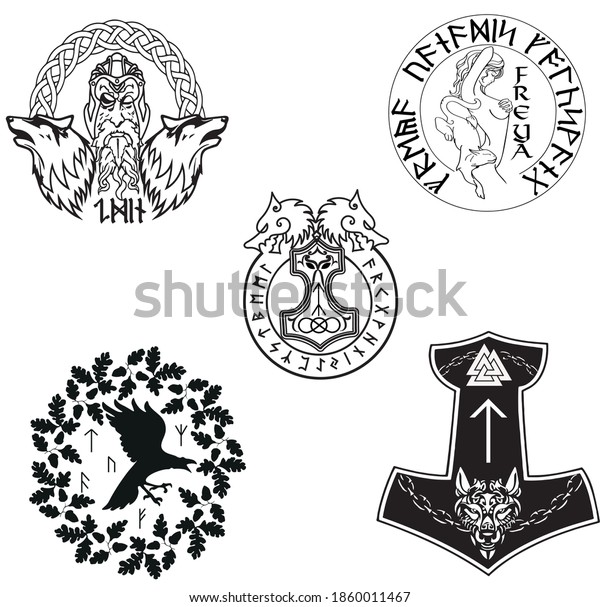 Valhalla Clipart Odin God Freya Cat Stock Vector (Royalty Free ...