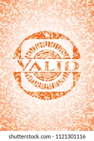 Valid abstract emblem, orange mosaic background