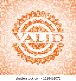 Valid abstract emblem, orange mosaic background