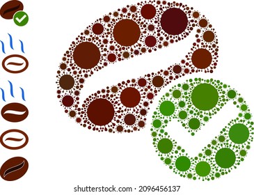 Valid coffee mosaic icon. Vector mosaic designed from randomized infection elements. Infection mosaic valid coffee icon, and other icons. Valid coffee mosaic for medical images.