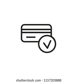 Valid credit card line icon. Successful payment, approved payment, purchase. Credit card concept. Vector illustration can be used for topics like banking, shopping, money