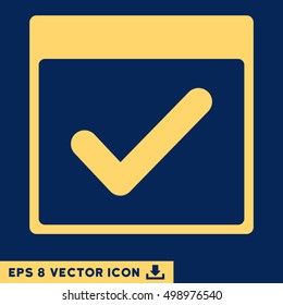 Valid Day Calendar Page icon. Vector EPS illustration style is flat iconic symbol, yellow color.