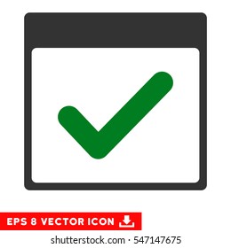 Valid Day Calendar Page icon. Vector EPS illustration style is flat iconic bicolor symbol, green and gray colors.
