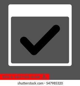 Valid Day Calendar Page icon. Vector EPS illustration style is flat iconic bicolor symbol, black and white colors.