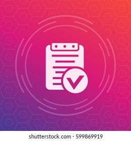 valid document vector icon, approved report, contract