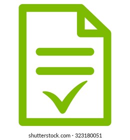 Valid Document vector icon. Style is flat symbol, eco green color, rounded angles, white background.