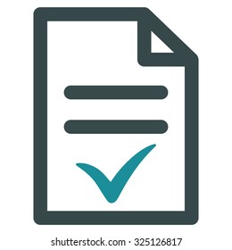 Valid Document vector icon. Style is bicolor flat symbol, soft blue colors, rounded angles, white background.