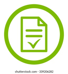 Valid Document vector icon. Style is flat rounded symbol, eco green color, rounded angles, white background.