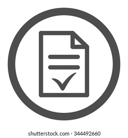 Valid Document vector icon. Style is flat rounded symbol, gray color, rounded angles, white background.