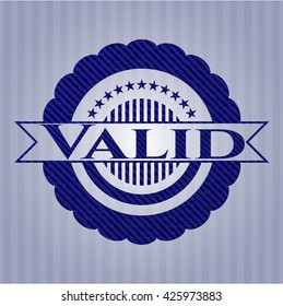 Valid emblem with denim texture