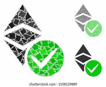 Valid Ethereum classic composition of abrupt items in different sizes and color tinges, based on valid Ethereum classic icon. Vector rough items are organized into composition.