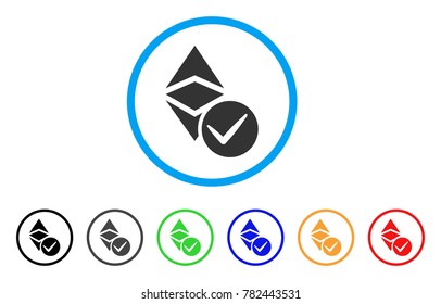 Valid Ethereum Classic rounded icon. Style is a flat gray symbol inside light blue circle with bonus colored variants. Valid Ethereum Classic vector designed for web and software interfaces.