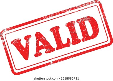 Valid Grunge Rubber Stamp in Red on White Background. Perfect for business documents, office use, administrative purposes, and graphic design projects.