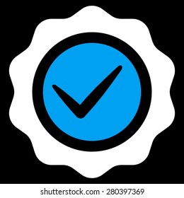 Valid icon from Competition & Success Bicolor Icon Set on a black background. This isolated flat symbol uses light blue and white colors.