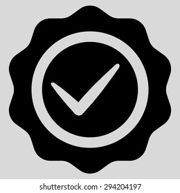 Valid icon from Competition & Success Bicolor Icon Set. Vector style: flat symbols, black color, rounded angles, light gray background.