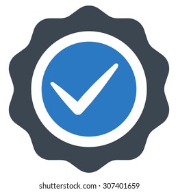 Valid icon. Vector style is flat bicolor symbols, smooth blue colors, rounded angles, white background.