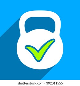 Valid Mass long shadow vector icon. Style is a flat valid mass iconic symbol on a blue square background.