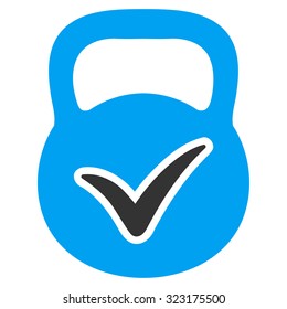 Valid Mass vector icon. Style is bicolor flat symbol, blue and gray colors, rounded angles, white background.