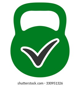 Valid Mass vector icon. Style is bicolor flat symbol, green and gray colors, rounded angles, white background.