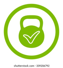Valid Mass vector icon. Style is flat rounded symbol, eco green color, rounded angles, white background.