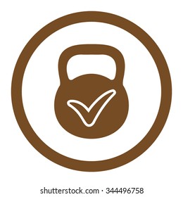 Valid Mass vector icon. Style is flat rounded symbol, brown color, rounded angles, white background.