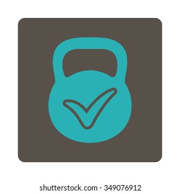 Valid Mass vector icon. Style is flat rounded square button, cyan and grey colors, white background.
