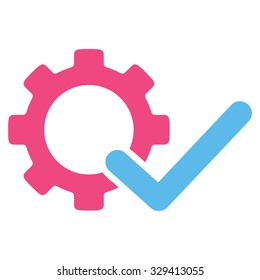 Valid Options vector icon. Style is bicolor flat symbol, pink and blue colors, rounded angles, white background.