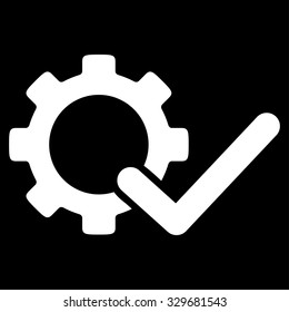 Valid Options vector icon. Style is flat symbol, white color, rounded angles, black background.