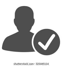 Valid Patient vector icon. Style is flat symbol, gray color, rounded angles, white background.