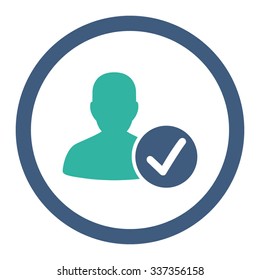 Valid Patient vector icon. Style is bicolor flat rounded symbol, cobalt and cyan colors, rounded angles, white background.