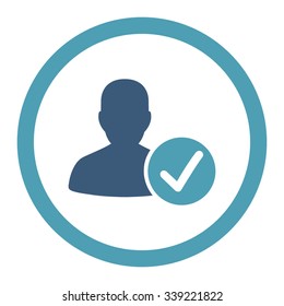 Valid Patient vector icon. Style is bicolor flat rounded symbol, cyan and blue colors, rounded angles, white background.