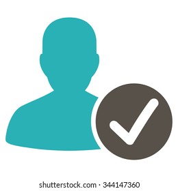 Valid Patient vector icon. Style is bicolor flat symbol, grey and cyan colors, rounded angles, white background.