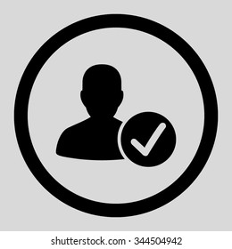 Valid Patient vector icon. Style is flat rounded symbol, black color, rounded angles, light gray background.