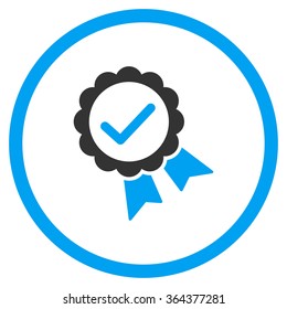Valid Prize Stamp vector icon. Style is bicolor flat symbol, blue and gray colors, rounded angles, white background.