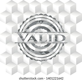 Valid realistic grey emblem with cube white background
