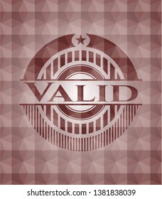 Valid red seamless badge with geometric pattern.