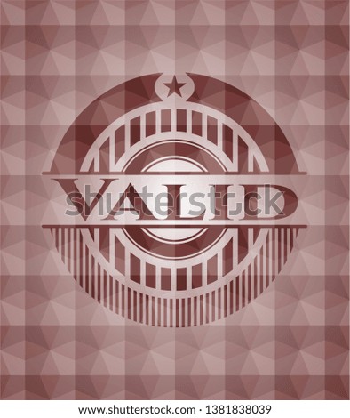 Valid red seamless badge with geometric pattern.